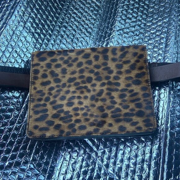 J. Jill Belt Bag XL Brown Leopard Print Calf Hair Leather - Picture 1 of 8